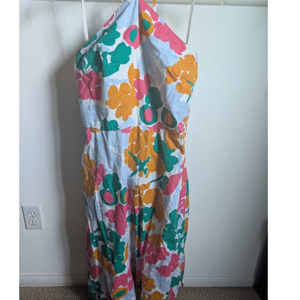 Free Assembly Halter Floral Pink Blue Yellow Print Dress SIZE Large